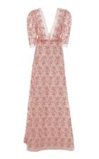 Moda Operandi Luisa Beccaria Embroidered Puffed Sleeve Maxi Dress Size: 36