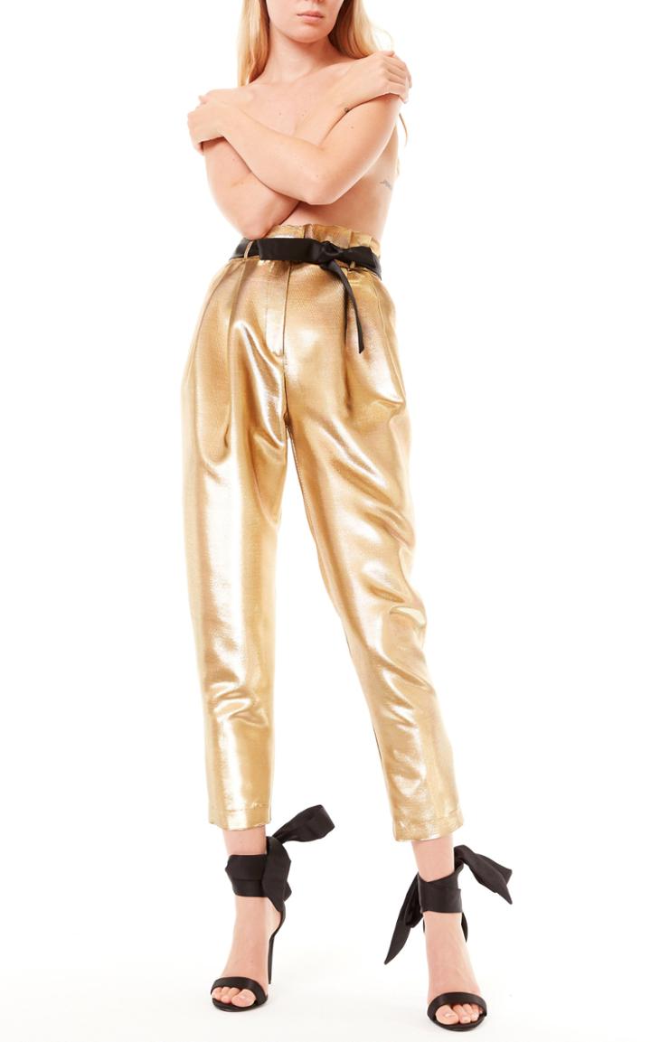 Moda Operandi Zuhair Murad Phat Metallic Twill Trousers