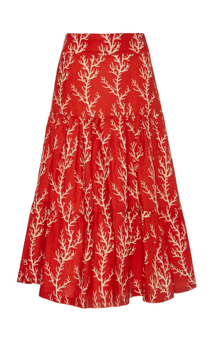 Moda Operandi Agua By Agua Bendita Arrecife Anis Linen Midi Skirt