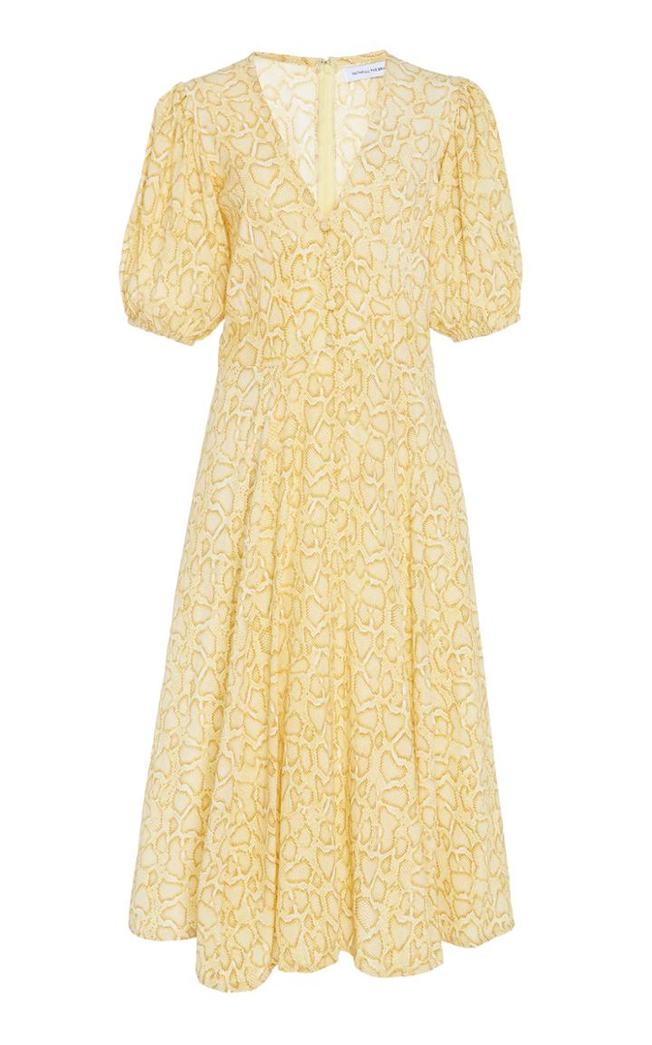 Faithfull The Brand Delia Snake-print Crepe De Chine Midi Dress