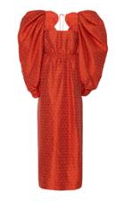Rosie Assoulin Leg Of Mutton Patterned Jacquard Linen-blend Dress