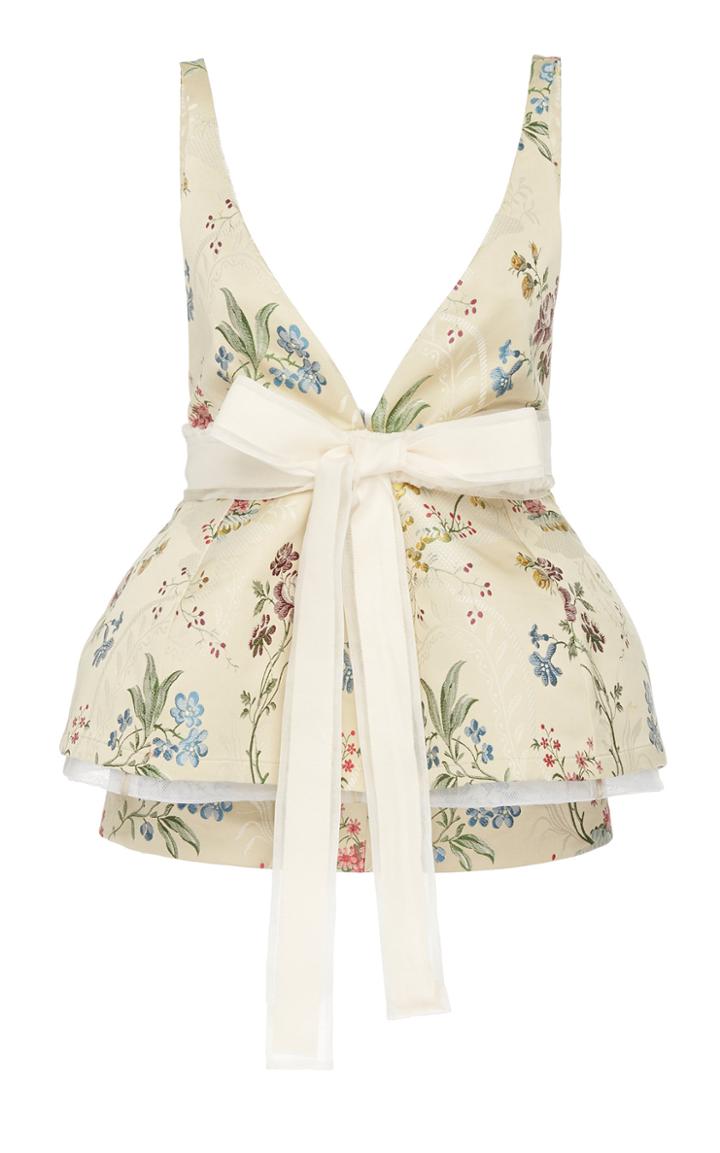 Brock Collection Bow-detailed Floral-jacquard Peplum Top Size: 0