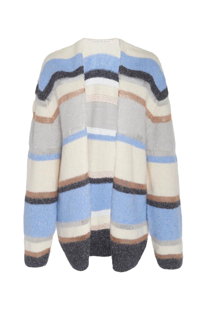 Veronica Beard Elizabeth Cotton And Merino Blend Striped Cardigan