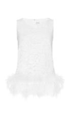 Moda Operandi Huishan Zhang Fleur Floral Lacefeather-trim Blouse Size: 6