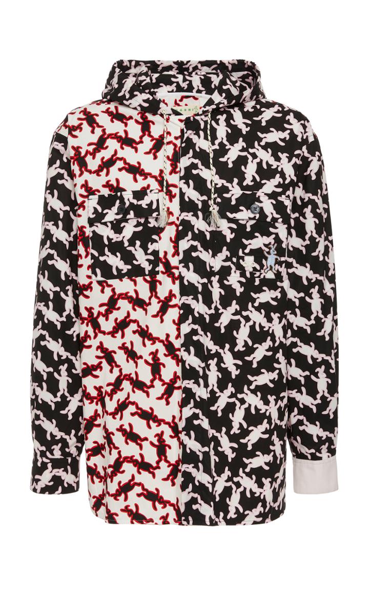 Marni Oversized Printed Cotton-jersey Hooded Shirt