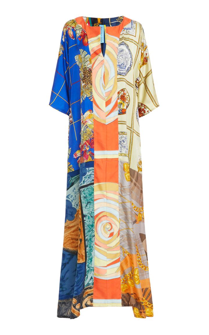 Rianna + Nina M'o Exclusive Printed Silk-satin Caftan