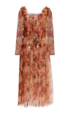 Moda Operandi Molly Goddard Krista Ribbon-detailed Floral-print Tulle Midi Dress