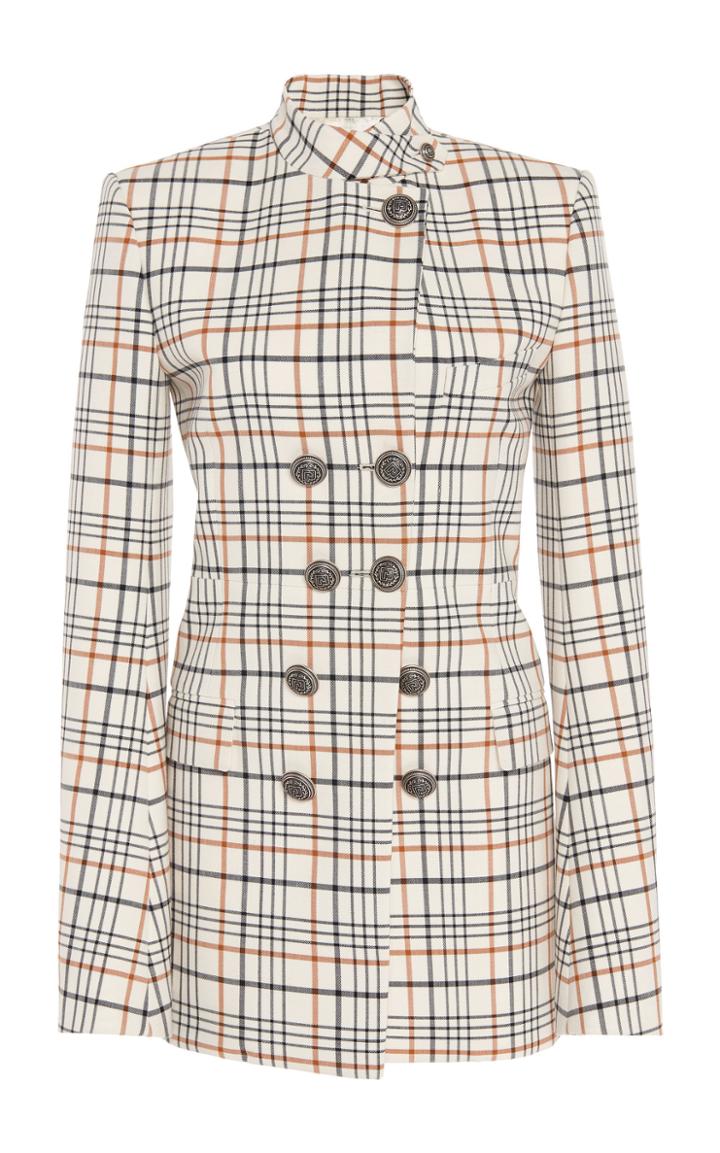 Moda Operandi Paco Rabanne Plaid Gabardine Double-breasted Jacket Size: S