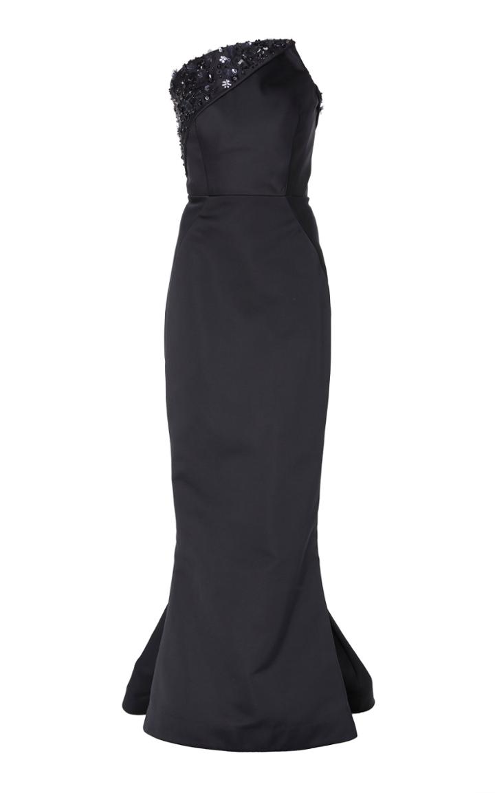 Zac Posen Midnight Flower Medley Strapless Gown