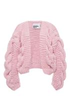 I Love Mr. Mittens Pink Wool Bomber Chunky Cardigan