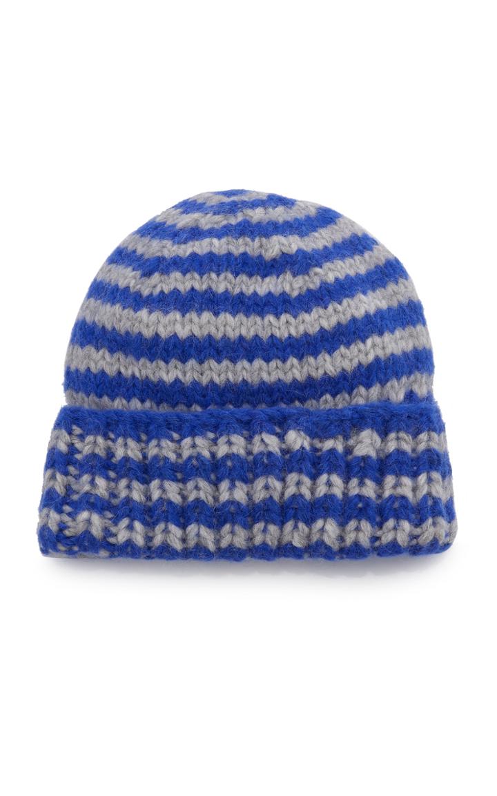 Lola Hats Striped Blue Wool-blend Beanie