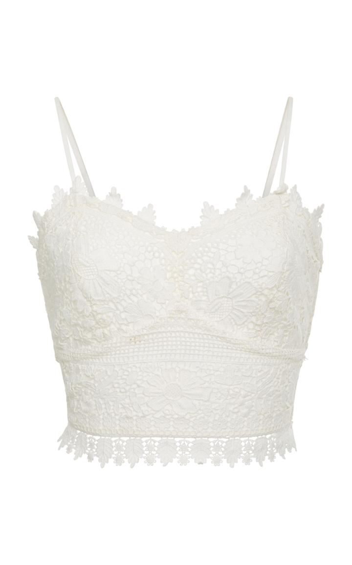 Miguelina Frances Scalloped Cotton-lace Cropped Top
