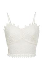 Miguelina Frances Scalloped Cotton-lace Cropped Top