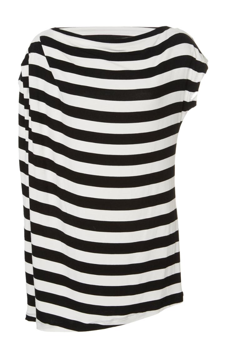 Tomas Maier Striped Asymmetrical Sleeve Top