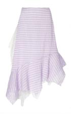 Anas Jourden Asymmetric Striped Lace And Poplin Midi Skirt