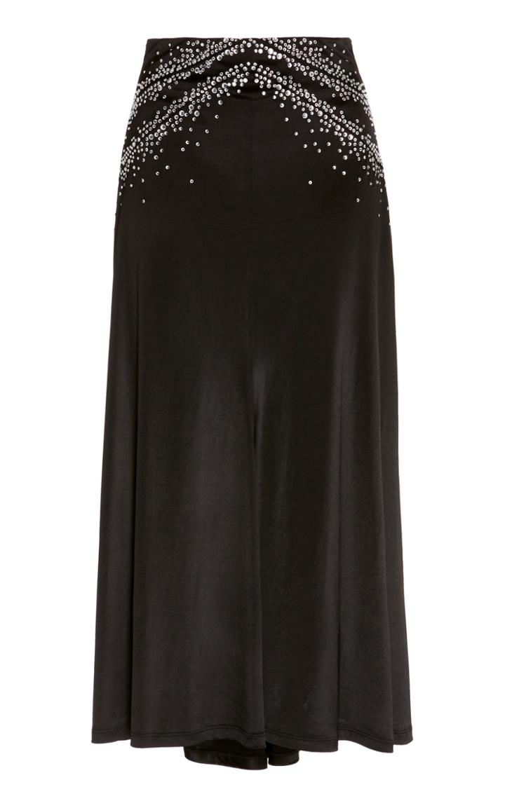 Paco Rabanne Embellished Satin Midi Skirt