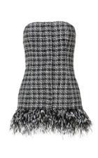 Moda Operandi Huishan Zhang Tessa Feather-trimmed Tweed Strapless Top