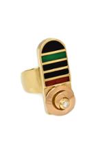 Mahnaz Collection Vintage Colored Agate Diamond & 18k Gold Ring