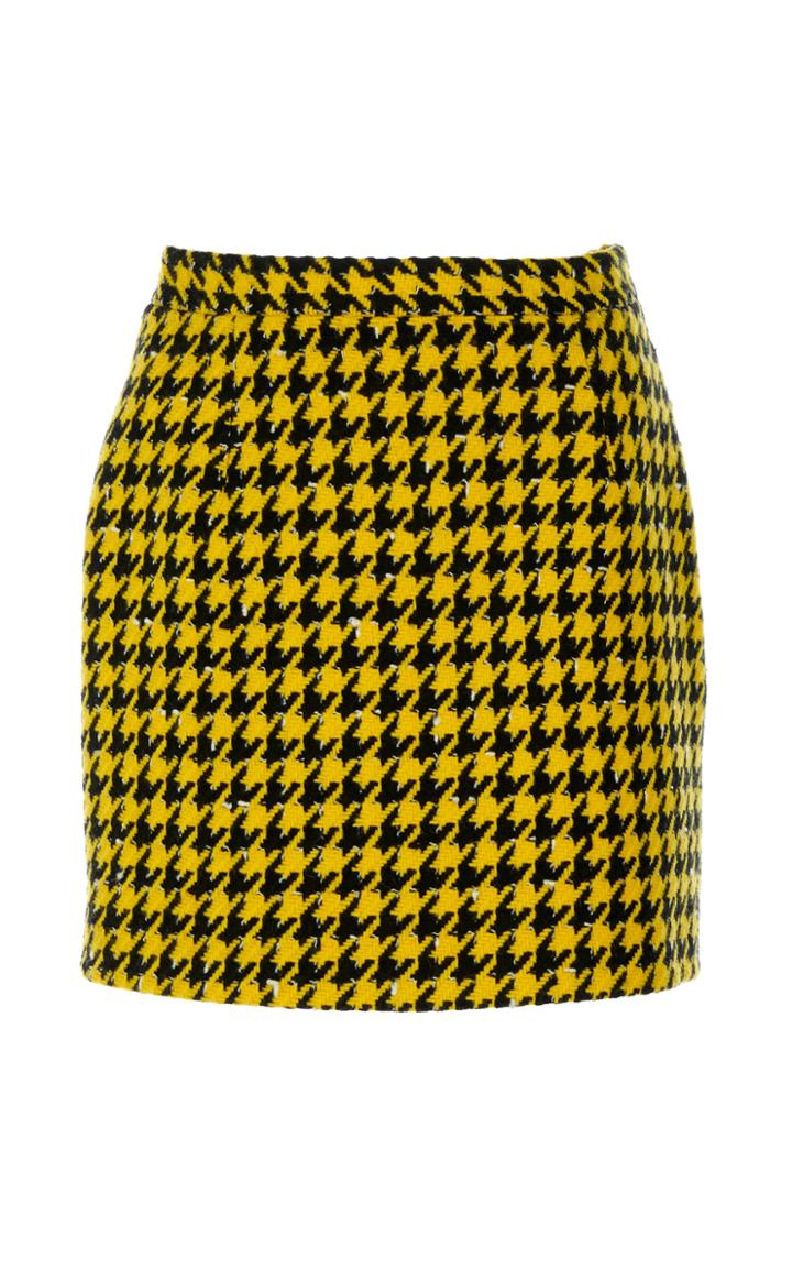 Alessandra Rich Wool-blend Pied De Poule Tweed Mini Skirt
