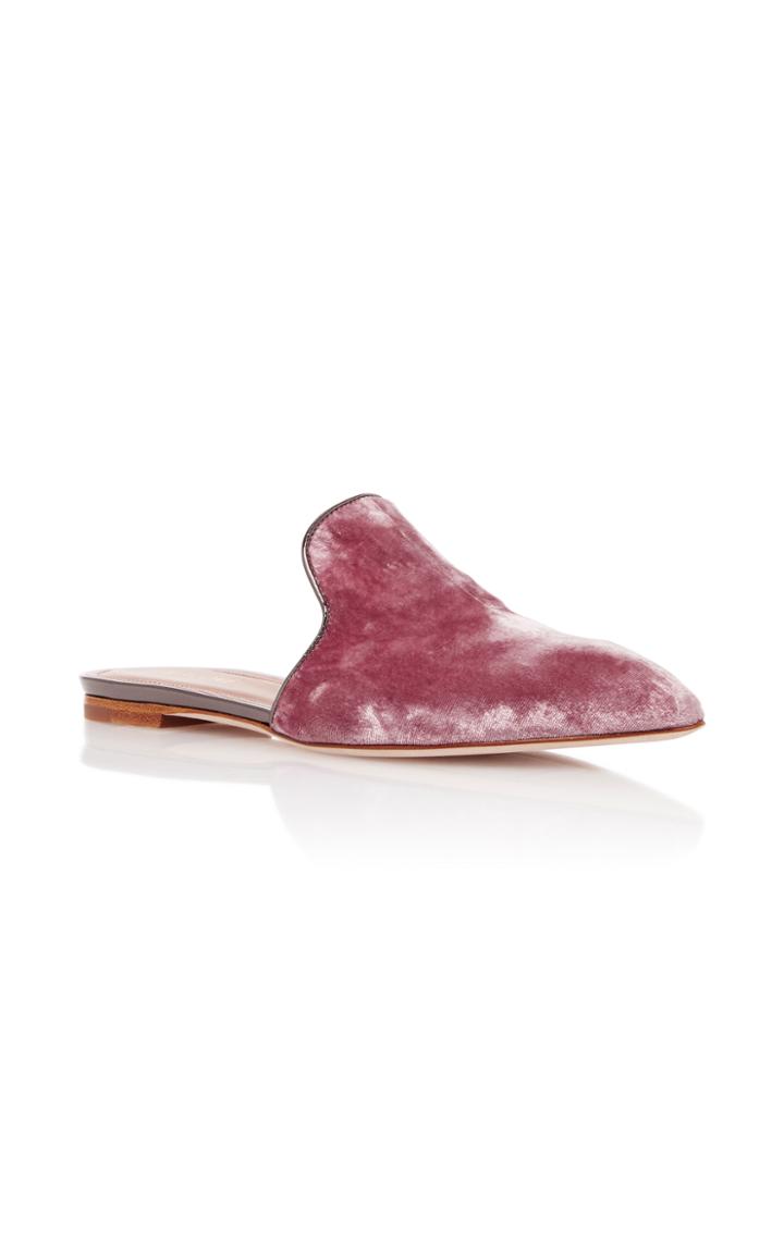 Malone Souliers Marianne Leather-trimmed Velvet Slides