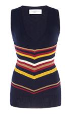 Victoria Beckham Striped Stretch Cotton-blend Top