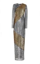 Michael Kors Collection Crewneck Metallic Gown