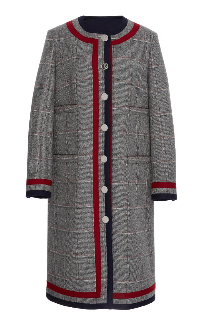 Thom Browne Striped Wool Tweed Cardigan Overcoat