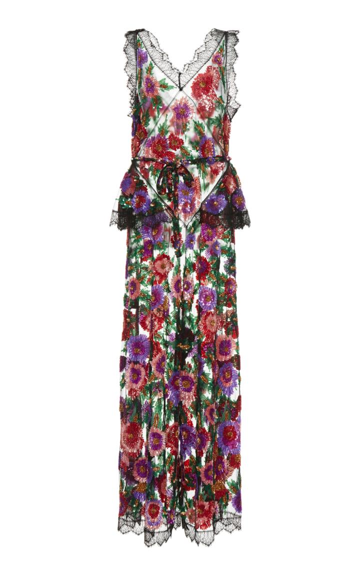 Rodarte Floral Embroidered Full Length Dress