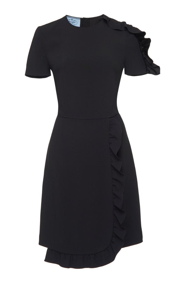 Prada Asymmetric Ruffle Satin Mini Dress