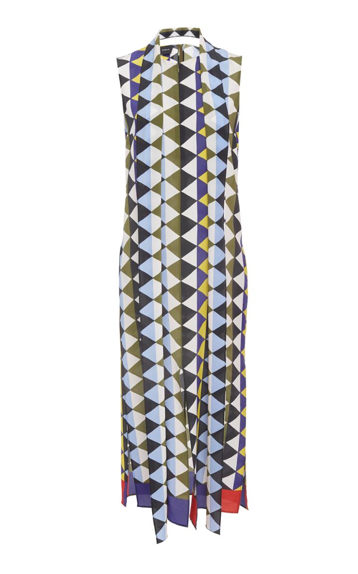 Akris Diamond Stripes Print Midi Dress