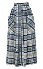 Moda Operandi Martin Grant Belted Plaid Cotton-blend Midi Skirt