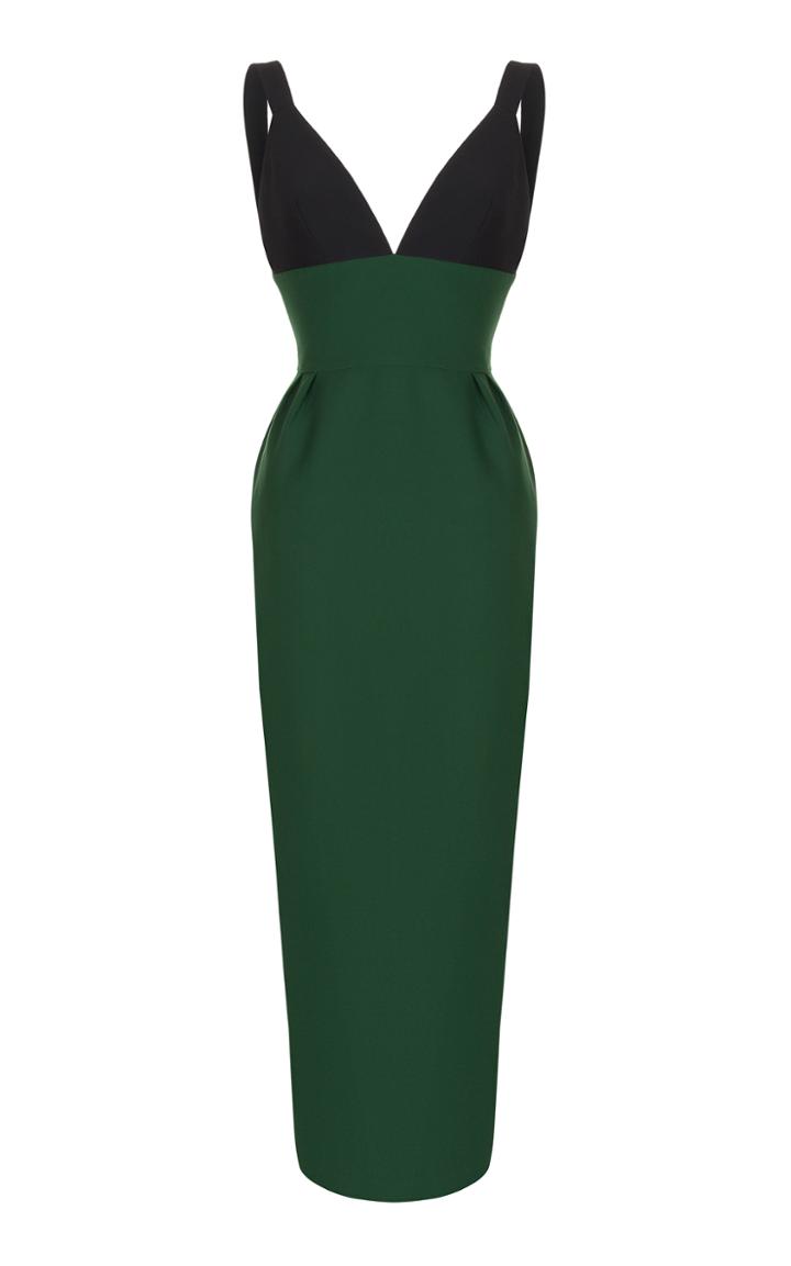 Rasario Fitted Pleat Midi Dress