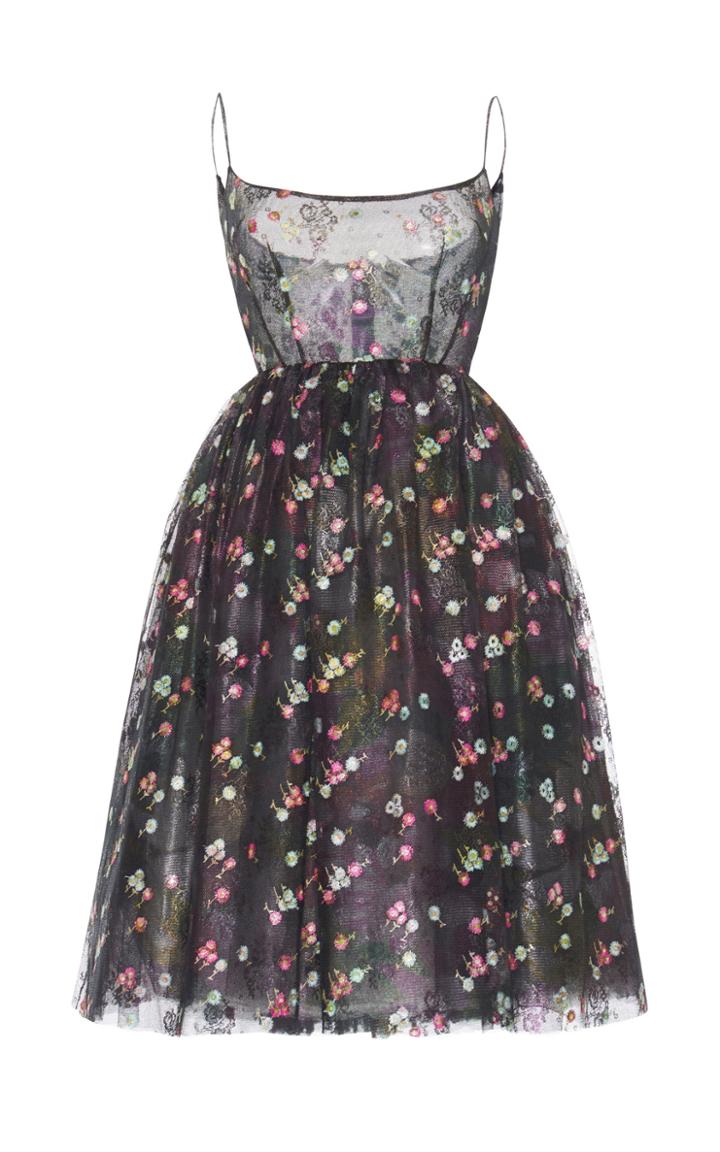 Luisa Beccaria Floral Embroidered Tulle Ballerina Dress