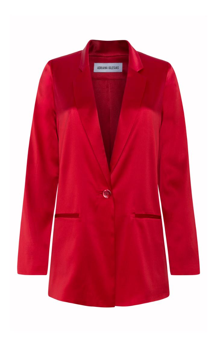 Adriana Iglesias Silk Satin Boyfriend Jacket