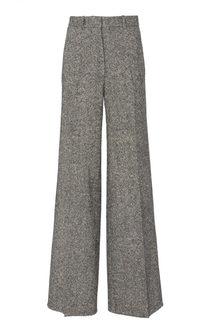Victoria Beckham High Waist Donegal Tweed Wide Leg Trousers