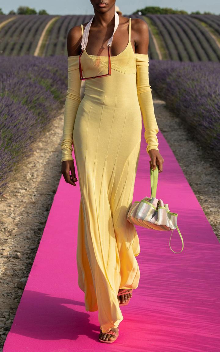 Jacquemus Cold-shoulder Stretch-knit Maxi Dress