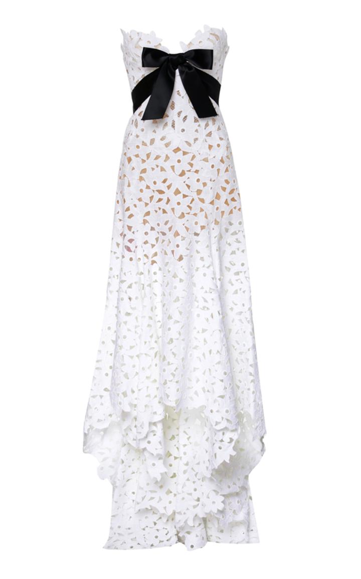 Oscar De La Renta Strapless Eyelet Gown