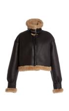 Moda Operandi David Koma Oversized Cropped Leather Jacket