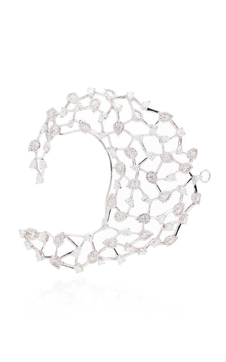 Yeprem Wrap-around 18k White And Diamond Cage Earring