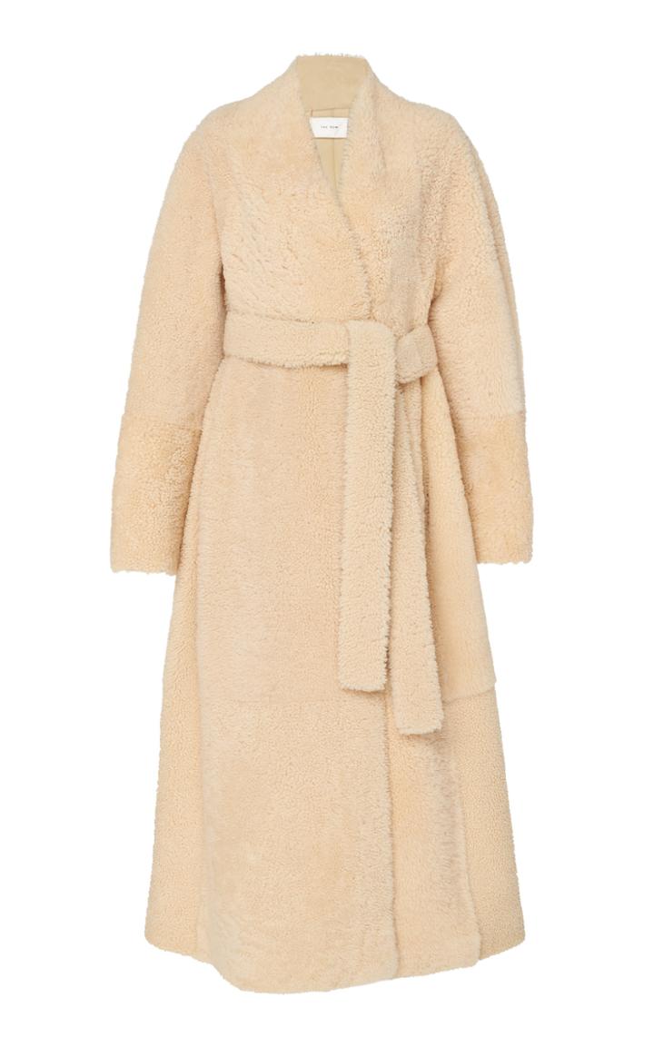The Row Tanilo Belted Shearling Maxi Coat