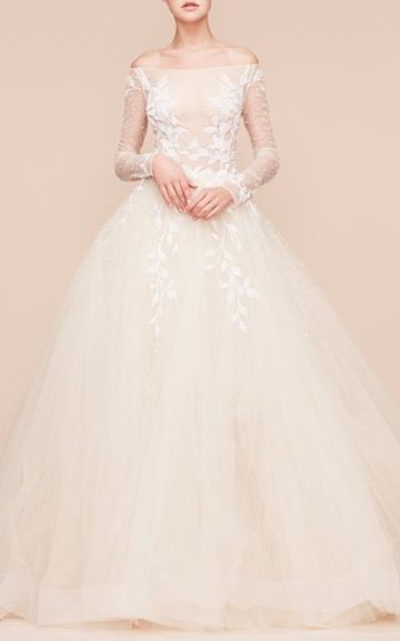 Georges Hobeika Bridal Long Sleeve Floral Gown