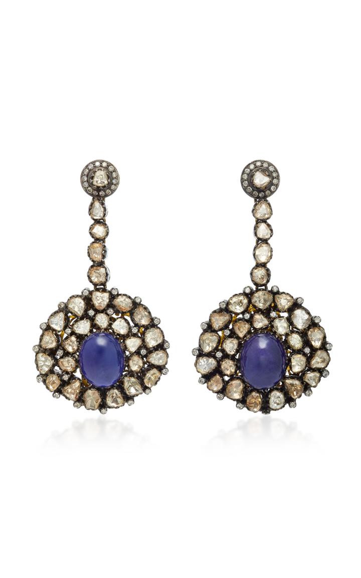 Amrapali 14k Gold Diamond And Tanzanite Earrings