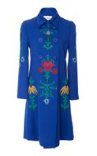 Carolina Herrera Double Breasted Embroidered Coat