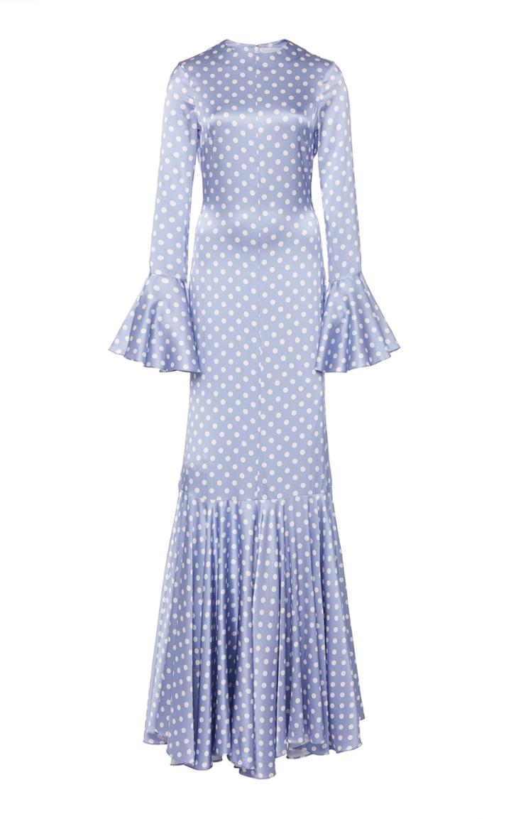 Caroline Constas Allonia Silk Long Sleeve Polka Gown