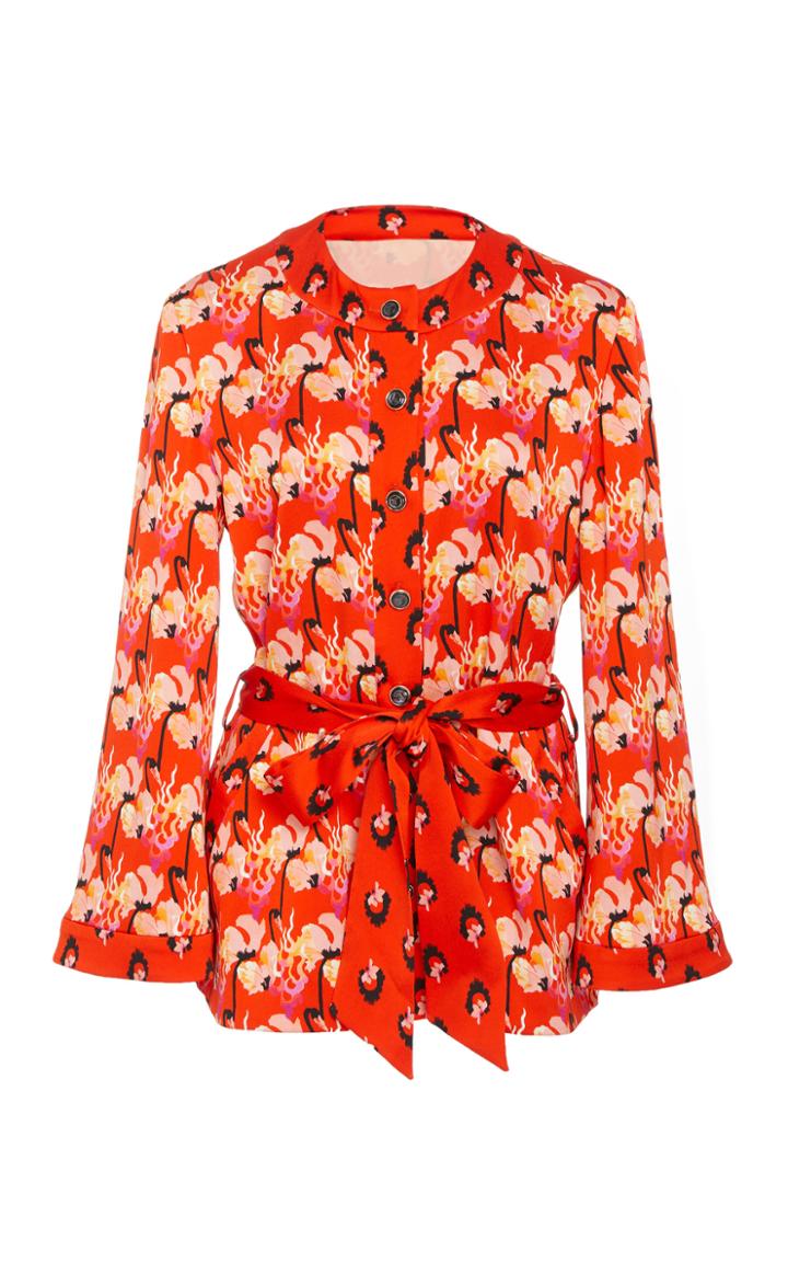 Temperley London Dragonfly Crepe Tie-front Jacket