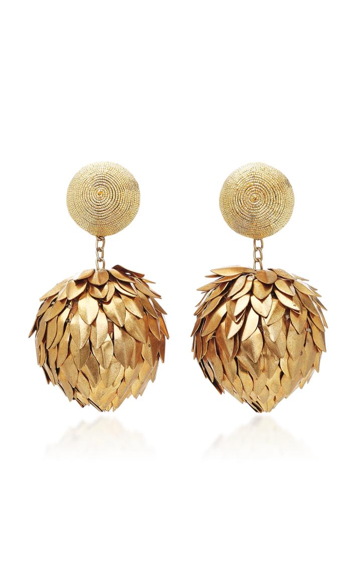 Rebecca De Ravenel Two Drop Metal Petal Earrings
