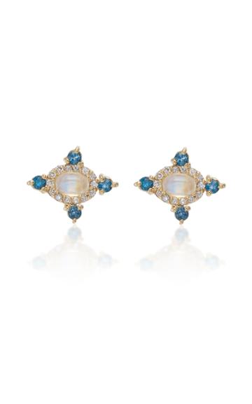 Eden Presley Blue Stone And Diamond Quad Studs
