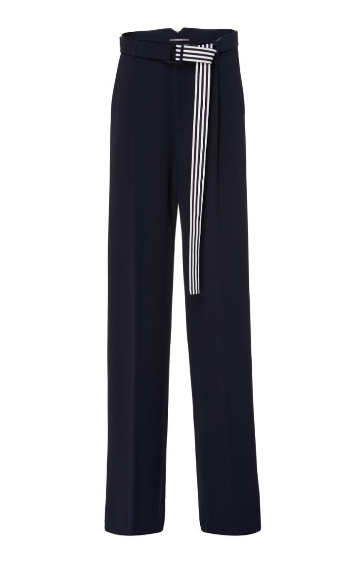 Lela Rose Belted Wide-leg Cady Trousers