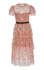 Self Portrait Floral-embellished Tulle Midi Dress