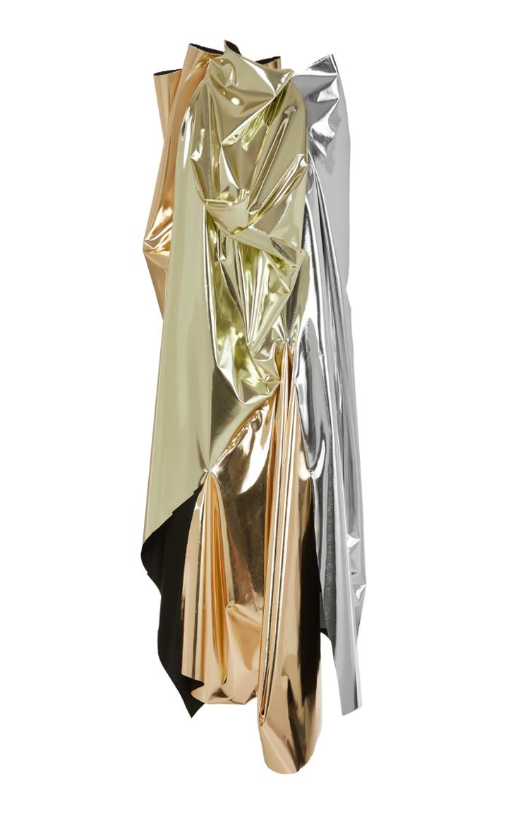 Maticevski Titanium Draped Lame Shift Dress